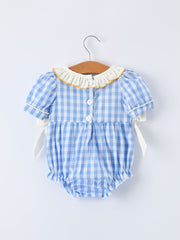 Spring Daisy Bow Smocked Baby Girl Romper