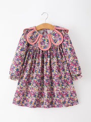 Pink Floral Petals Collar Girl Dress