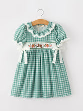 Western Plaid Horse Embroidered Girl Dress