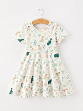 Neutral Puppy Floral Twirl Girls Dress