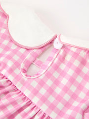 Thanksgiving Halloween Pumpkin Embroidery Pink Plaid Girls Bloomer Set