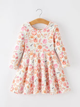 Thanksgiving Pumpkin Floral Girls Twirl Dress