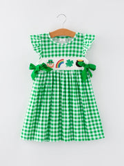 St. Patrick's Day Girls Shamrock Smocking Embroidery Dress