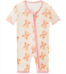 Posh TOT Teddy Bear Love Bamboo Shorty Romper