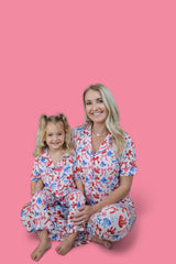 RED, WHITE AND BOWS DREAM GIRL'S SHORT SLEEVE FLARE SET