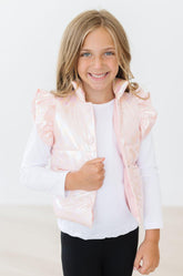 SALE Light Pink Checker Puffer Vest