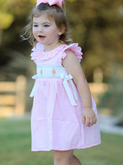 Pink Smocked Church Christ Bishop Christening Dress