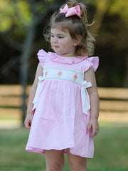Pink Smocked Church Christ Bishop Christening Dress