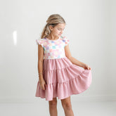 Ella Pink Check Swiss Dot Dress
