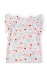Red, White, & Sweet S/S Ruffle Tee