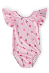 Sweet Strawberries S/S Flutter Sleeve Leotard