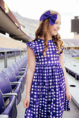 TCU Plaid Frog Flutter Twirl Dress