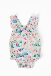 Unicorn Kisses Ruffle Cross Back Romper