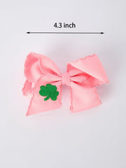 St. Patrick  Shamrock Pink Hair Bow – Lucky Girls Hair Clip