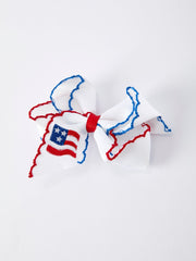 Stars & Stripes Flag Hair Bow – Toddler Girls July 4th Hair Accessory