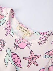 Ocean Print Girl Ruffle Dress
