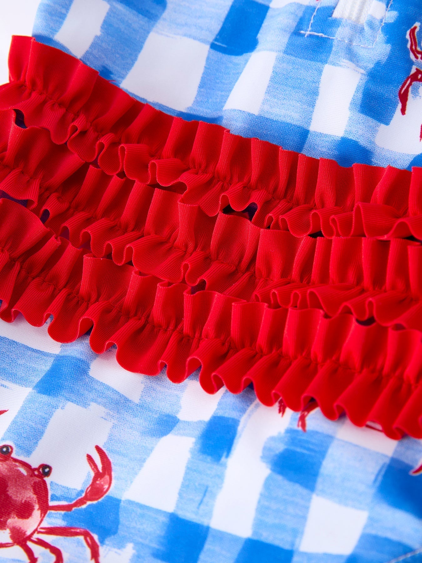 Summer Crab Girl Long Sleeve Ruffle One Piece Swimsuit