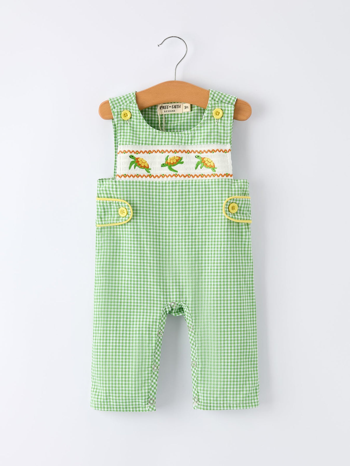 Spring Turtle Smocked Baby Boy Romper