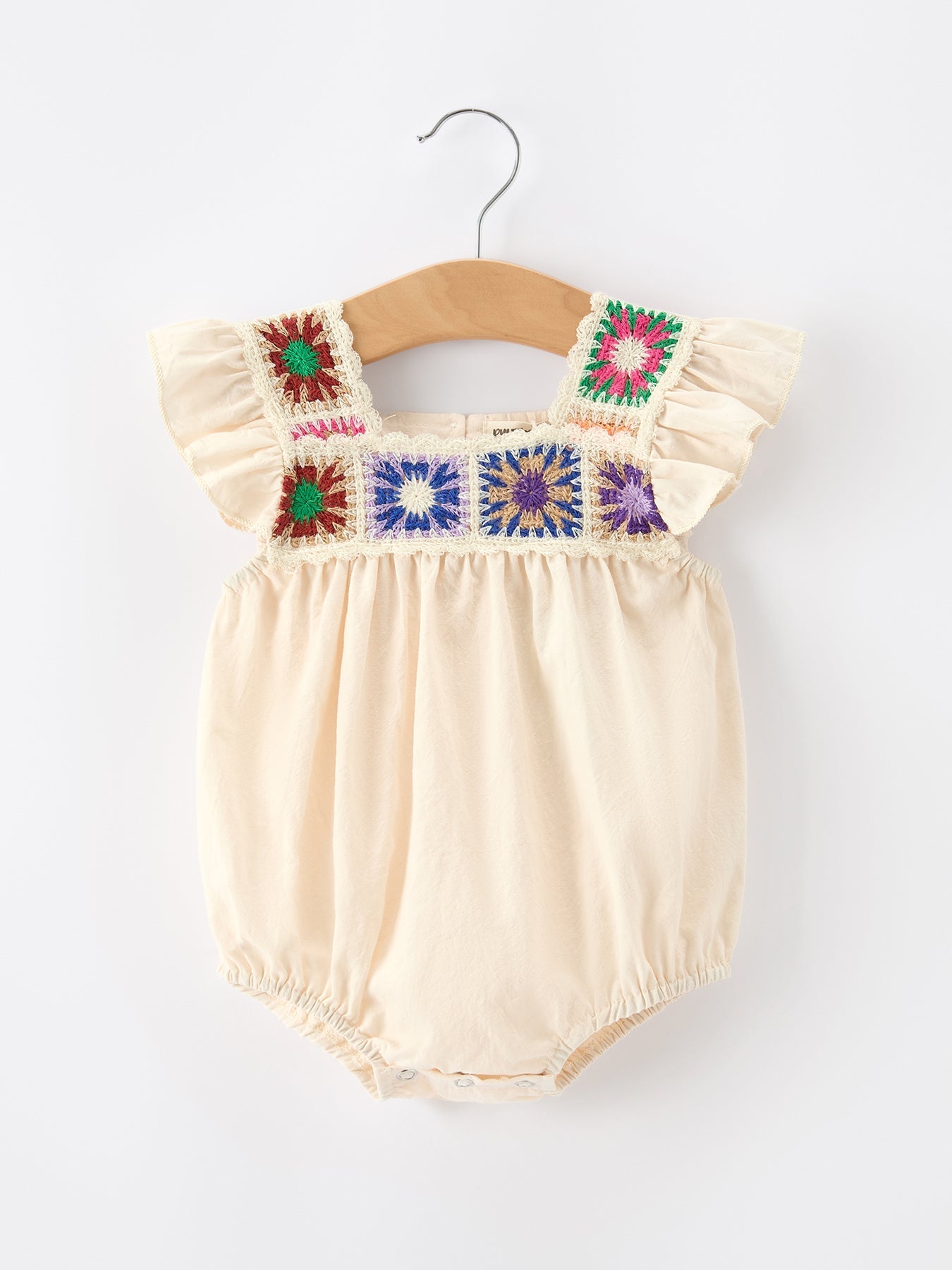 Summer Crochet Square Baby Ruffle Romper