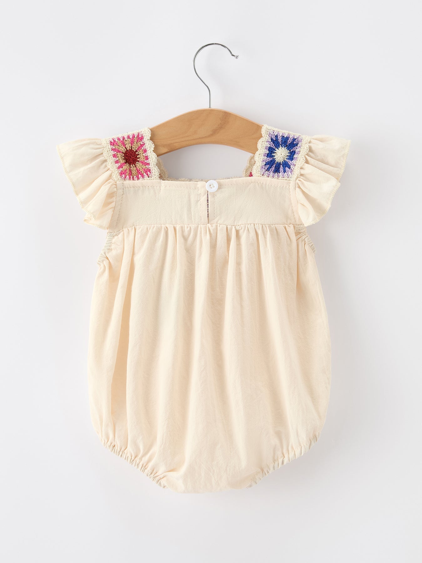 Summer Crochet Square Baby Ruffle Romper