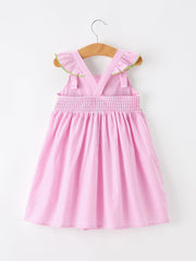 Turtle Girls Dress Pink Stripe Ruffle Strap