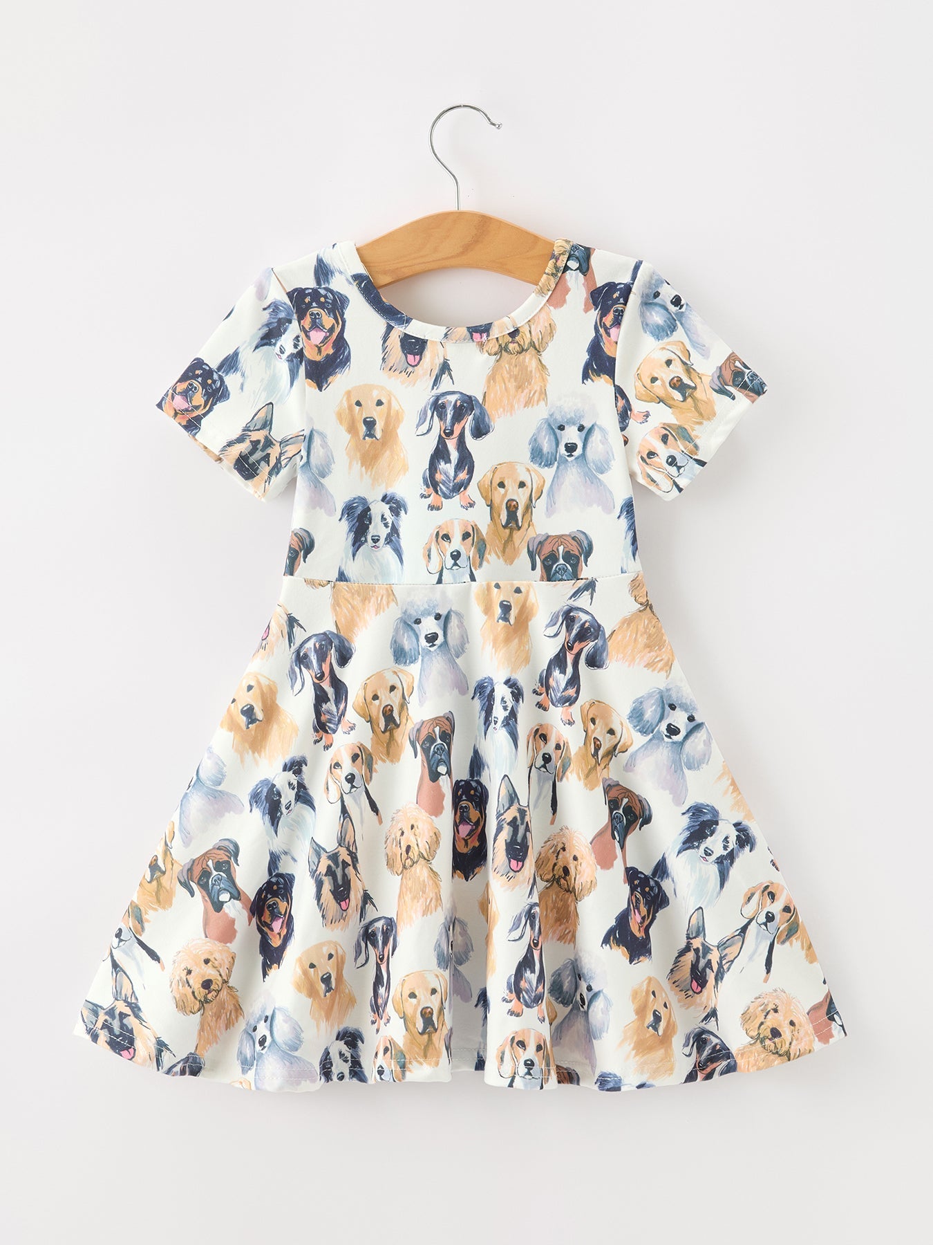 Watercolor Dog Breed Twirl Girls Dress