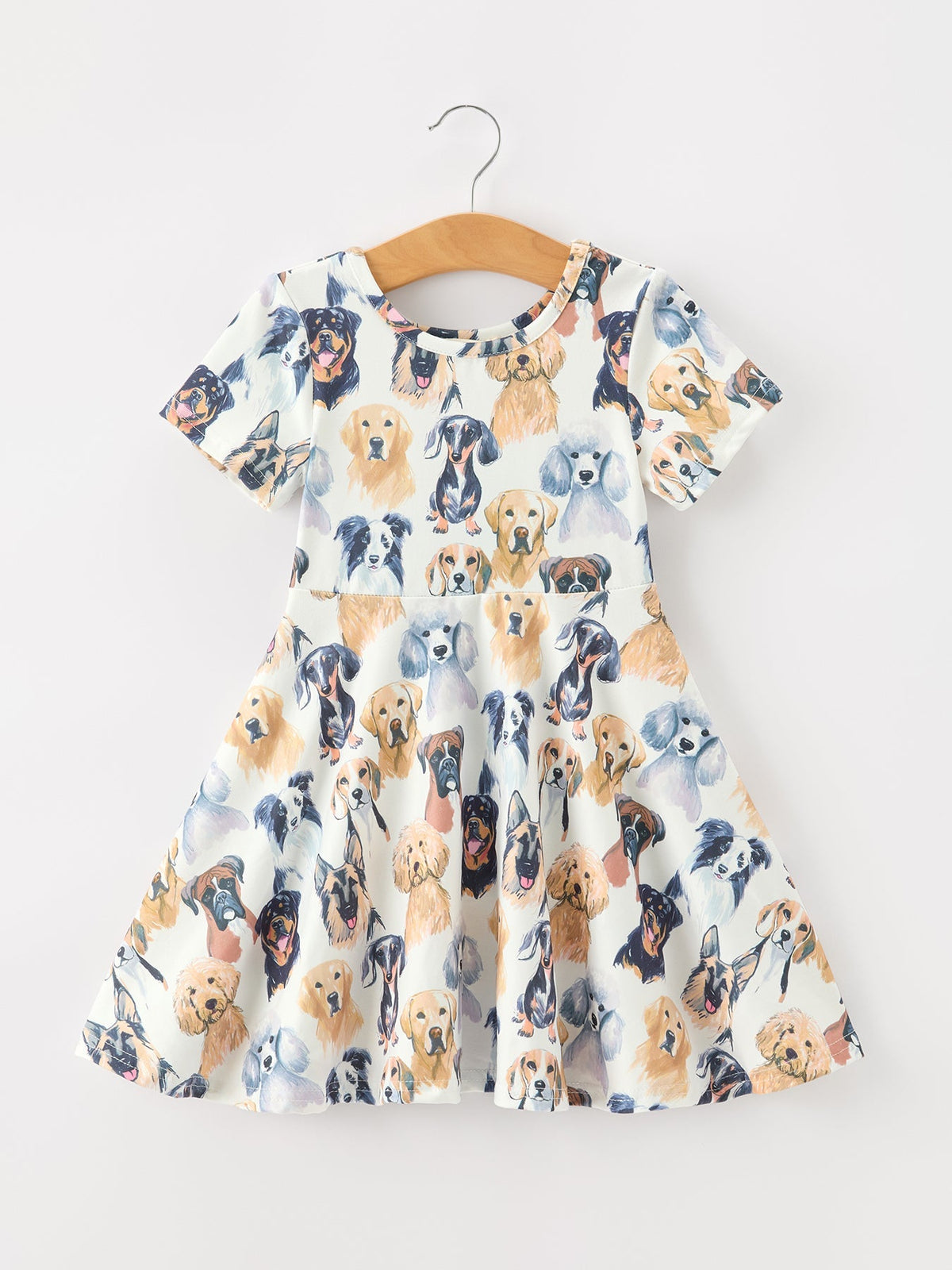 Watercolor Dog Breed Twirl Girls Dress