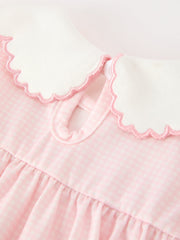 Pink Duck Embroidered Baby Girl Romper Ruffle Collar