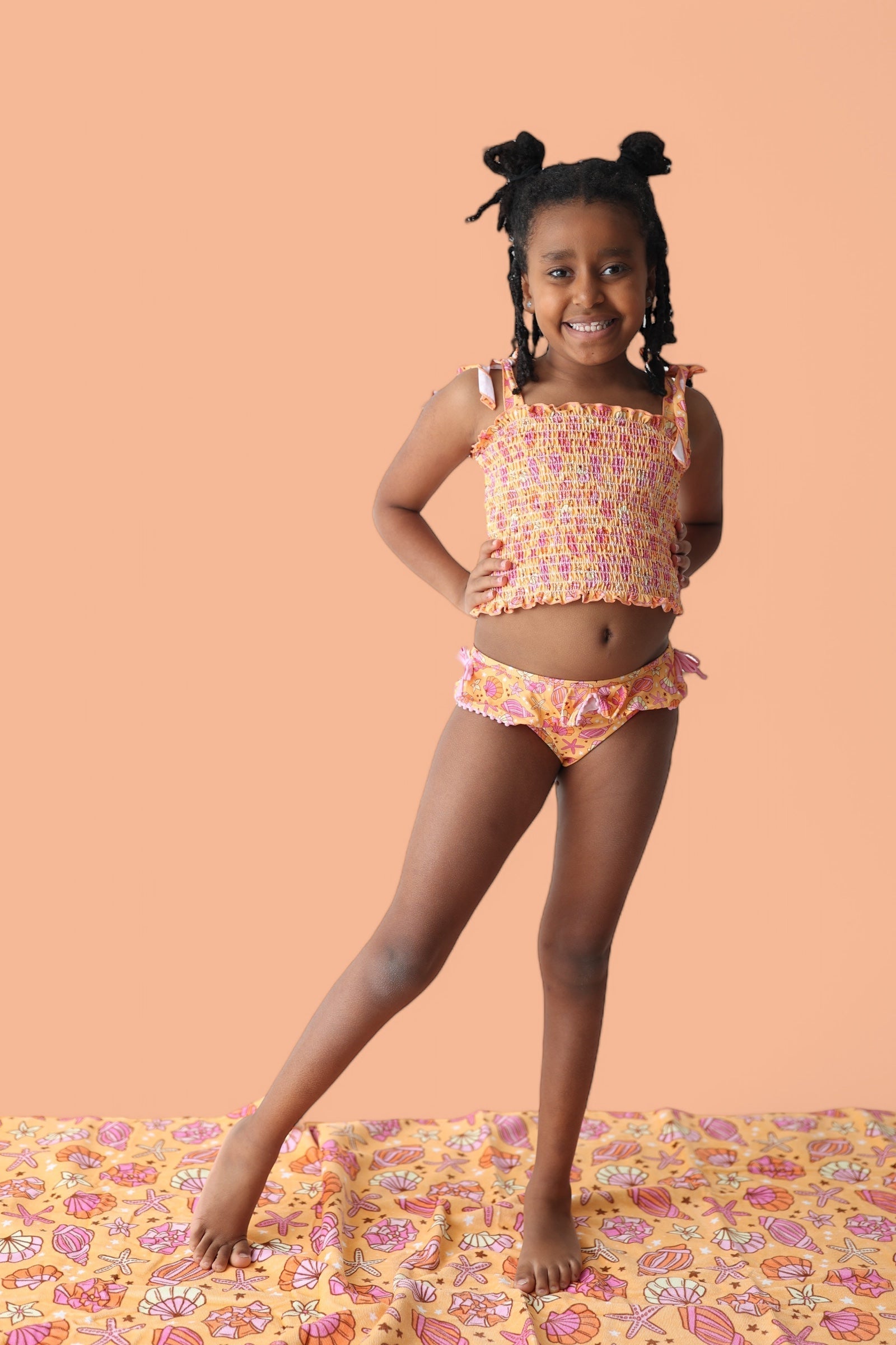 SHELLO SUMMER DREAM SMOCKED TANKINI TWO PIECE SWIM SUIT