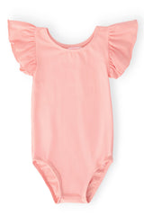 Peach S/S Flutter Sleeve Leotard