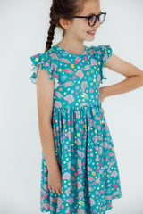 SALE Betta Blooms Flutter Sleeve Twirl Dress