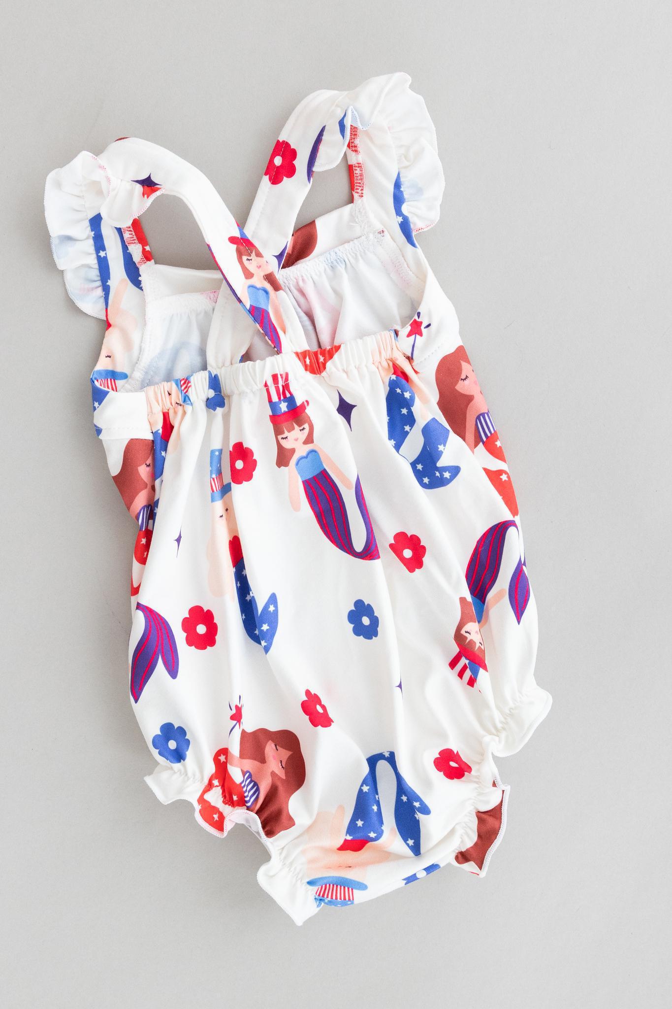 SALE Mer-Made in the USA Ruffle Cross Back Romper