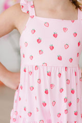 Sweet Strawberries Ruffle Maxi Dress