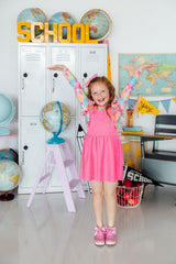 Neon Pink Faux Suede Pinafore